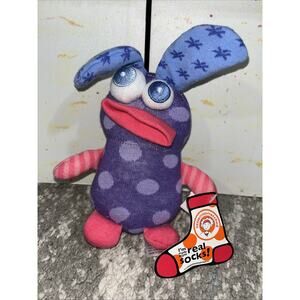NWT Little Miss Matched Sock Monster Plush Purple Polka Dots Stuffed Animal